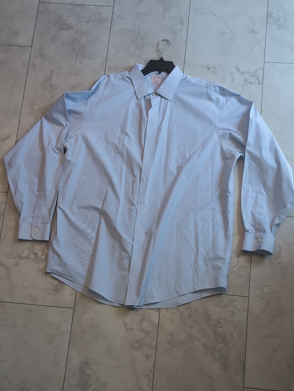 Brooks Brothers Madison Men's Light Blue Stripe Dress Shirt - Button-Down Collar